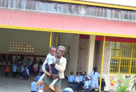 Mutegarugori with her daughter at Busasamana ECD