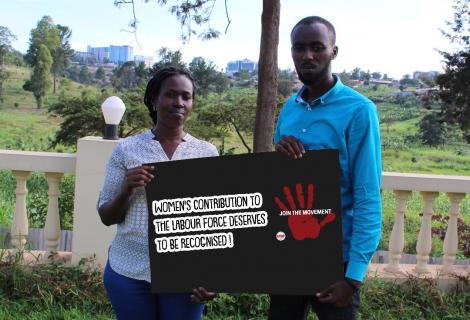 ActionAid Rwanda staff participating in the One Global Campaign on Women Labor,Decent Work & Public Services