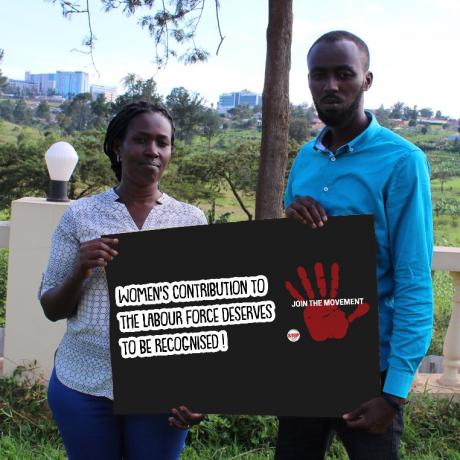 ActionAid Rwanda staff participating in the One Global Campaign on Women Labor,Decent Work & Public Services